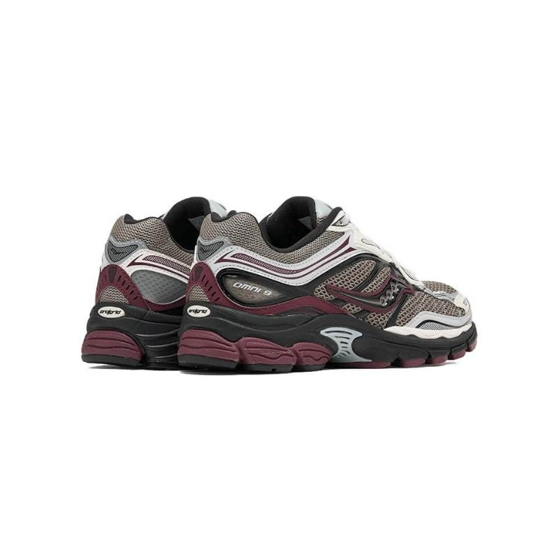 Saucony ProGrid Omni 9 Tomorrow, Meet Yesterday Pack Tan Maroon.